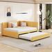 Upholstered Daybed with Trundle,Space-Saving Trundle Daybed Frame, Sofa Bed Frame No Box Spring Needed