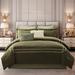 Wonderful Textile Hotel Flannel Comforter Set 7 Piece Bed in A Bag Polyester/Polyfill/Flannel in Green | Wayfair 23031-KI-DGN