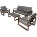 Orren Ellis Aluminum 4 Pieces Patio Furniture Set w/ 2 Armchair + 3 Seaters Metal/Rust - Resistant Metal in Brown | Wayfair