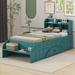 Red Barrel Studio® Wood Twin Size Platform Bed w/ 2 Drawers, Storage Headboard & Footboard in Green | Wayfair EB250D141B264A0AA26B9851C07B0373