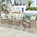 Winston Porter Charron 4 - Person Outdoor Seating Group w/ Cushions Synthetic Wicker/All - Weather Wicker/Wicker/Rattan in Brown | Wayfair