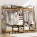 Rebrilliant Nardine Bamboo Luxury 75" W Garment Rack Storage Shelf Coat Clothes Hanging Rack Wood in Brown | 57.1 H x 16.1 W x 3 D in | Wayfair