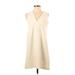 Banana Republic Factory Store Cocktail Dress - Mini V-Neck Sleeveless: Ivory Solid Dresses - Women's Size 2