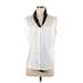 Calvin Klein Short Sleeve Blouse: Silver Tops - Women's Size Medium