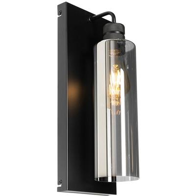 Qazqa - Moderne Wandlampe schwarz mit Rauchglas - Stavelot Image
