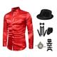 Tenue de gangster des années 1920 pour homme avec ensemble d'accessoires 7 pièces rétro vintage cosplay costume gavroche chapeau barbe y-dos bretelles noeud papillon montre de poche