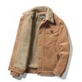 Men's Winter Jacket Corduroy Jacket Winter Coat Sherpa Dailywear Casual Windproof Warm Classic Style Fall Winter Solid Color Vintage Retro Regular khaki Army Green Coffee Grey Jacket