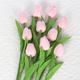 10Pcs Peach Artificial Tulips Silk Flowers Long Stem and Green Leaves Fake Flowers Decoration for Vase Wedding Party Kitchen Office Home Bedroom Table Centerpiece Decor