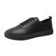 Women's Sneakers Plus Size Canvas Shoes White Shoes Daily Solid Color Lace-up Flat Heel Round Toe Minimalism Faux Leather Lace-up Black White