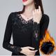 Shirt Blouse Women's Black Brown Floral / Flower Lace Street Daily Warm Daily V Neck Regular Fit M