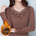 Shirt Blouse Women's Black Brown Floral / Flower Lace Street Daily Warm Daily V Neck Regular Fit M