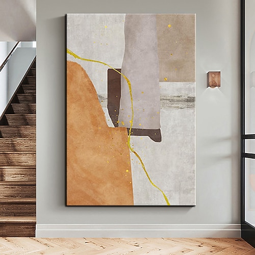 Handgefertigte Farben, Messergemälde, Leinwand, Wandkunst, Linientextur, Ölgemälde, handgefertigt, modernes Dekor, großes abstraktes braunes, dickes Acrylgemälde, Wandbild für Wanddekoration Image