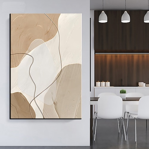 Handgefertigte Farben, Messergemälde, Leinwand, Wandkunst, Linientextur, Ölgemälde, handgefertigt, modernes Dekor, großes abstraktes braunes, dickes Acrylgemälde, Wandbild für Wanddekoration Image