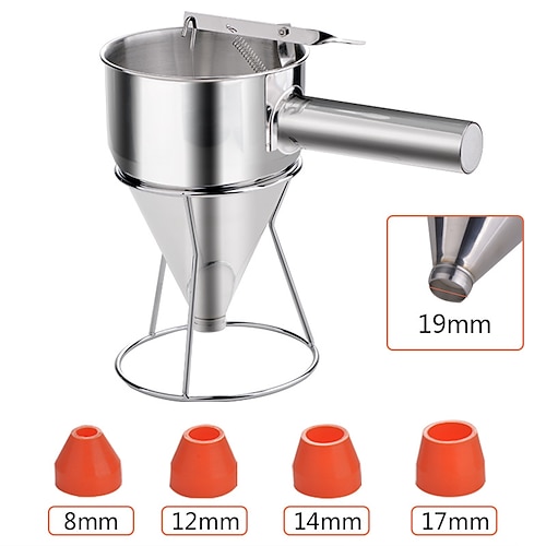 Kolbentrichter aus Edelstahl mit Unterstützung Saucencreme-Dosiertrichter für Schokoladen-Cupcake-Werkzeug Tintenfischkugeln Werkzeuge Küchenwerkzeug Image