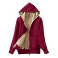 Damen Hoodie Sweatshirt Kapuze Zip Hoodie Kapuzenjacke Zur Seite fahren Aktiv Strassenmode Sherpa-Fleece Zip Vordertasche Wein Grau Schwarz Glatt Casual Mit Kapuze Langarm Vlies S M L XL