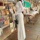 Damen Casual kleid strickkleid Weißes Kleid Maxikleid Aprikose Langarm Einfarbig gestrickt Frühling Herbst Rundhalsausschnitt Modisch 2023 S M L XL