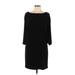 Jessica Simpson Casual Dress - DropWaist Boatneck 3/4 sleeves: Black Solid Dresses - Women's Size 12