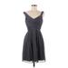 J.Crew Casual Dress - Mini V-Neck Sleeveless: Gray Print Dresses - New - Women's Size 6 Petite
