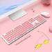 Quinlirra Wireless Keyboard and Mouse Combo Cute Keyboard Retro Round Keycap Ultra Thin Quiet 2.4GHz Retro Key Board for Laptop