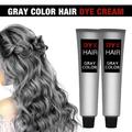 2pcs Grey Silver Hair Color Dye Natural Plant Hair Dye&Unisex Fashion Dye Silver Gray Hair Dye Cream for All Hair Types100ml Natural Permanent Hair Dye Cream for Straight Curl Hair