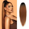 Ponytail Extension Straight 28 Inch Long Drawstring Ponytail For Black Women Natural Clip In Hair Extension Fake Ponytail Synthetic Hair Piece (28 Inch OT1B/27/30)