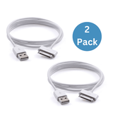 2-Pack 3ft 30 Pin Sync and Charge Cable with 30-Pin Connector Compatible for iPhone 4 4S 3GS iPad & iPod Classic 1st 2nd 3rd Generation iPod Touch 4th iPod Nano 5th 6th Gen