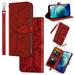 Apple iPhone 11 Case iPhone 11 Wallet Case Magnetic Closure Embossed Tree Premium PU Leather [Kickstand] [Card Slots] [Wrist Strap] Phone Cover For iPhone 11 Red