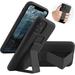 LAUDTEC Silicone Kickstand Case Compatible with iPhone 11 case Vertical and Horizontal Stand Hand Strap Metal Kickstand Flexible Soft Liquid Silicone Stand Case for iPhone 11(Black)
