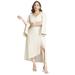 Plus Size Women's Asym Button Up Linen Dress by ELOQUII in Classic Taupe (Size 20)