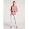 Schlafanzug CALIDA "Sweet Dreams", Damen, Gr. M (44/46), rosa (rose bud), Interlock, Obermaterial: 100% Baumwolle, unifarben, gemustert, casual, normal lang, Rundhals, Langarm Rippbündchen, Homewear-Sets, mit praktischen Bündchen
