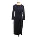 J. McLaughlin Casual Dress - Midi Crew Neck 3/4 sleeves: Black Solid Dresses - Women's Size X-Small