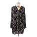 Others Follow Casual Dress - Mini V-Neck Long sleeves: Black Floral Dresses - Women's Size Medium