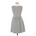 Ann Taylor LOFT Casual Dress - Mini Crew Neck Sleeveless: Gray Dresses - Women's Size 4 Petite