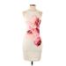 Guess Cocktail Dress - Bodycon Crew Neck Sleeveless: Ivory Print Dresses - Women's Size 2