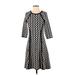 Justin Taylor Casual Dress - A-Line: Black Chevron/Herringbone Dresses - Women's Size Medium