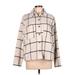 MELLODAY Coat: Below Hip Ivory Checkered/Gingham Jackets & Outerwear - Women's Size Large