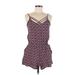 Arizona Jean Company Romper V-Neck Sleeveless: Burgundy Rompers - Women's Size Medium