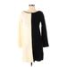 Zara Casual Dress - Sweater Dress: Ivory Color Block Dresses - Women's Size Small