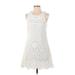 Speechless Casual Dress - A-Line High Neck Sleeveless: Ivory Solid Dresses - Women's Size X-Small