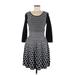 CATHERINE Catherine Malandrino Casual Dress - A-Line Scoop Neck 3/4 sleeves: Black Print Dresses - Women's Size Medium