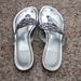 Tory Burch Shoes | Guc! Tory Burch Miller Logo Sandal Metallic Silver | Color: Silver | Size: 7