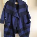 Burberry Jackets & Coats | Burberry Dark Blue Knit Jacket/Coat With Patched Pockets | Color: Blue | Size: S