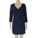 J. Crew Dresses | J. Crew 4-Season Wool Crepe V-Neck 3/4 Sleeve Shift Dress | Color: Blue | Size: 8