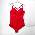 Athleta Swim | Athleta Swimsuit Women 40 B/C Tall Red One Piece Tank Crossback Sleek Pin Up | Color: Red | Size: 40 B/C