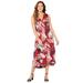 Plus Size Women's Effortless Faux Wrap Dress by Catherines in Red Floral Palms (Size 6X)