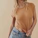 Free People Tops | Free People Be My Baby Ruffled Tee Pastry Shell Earth Neutral L Short Sleeve | Color: Tan | Size: L