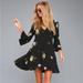 Free People Dresses | Free People Black Floral Wrap Dress Small | Color: Black | Size: S