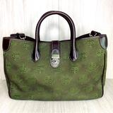 Dooney & Bourke Bags | Dooney & Bourke Signature Green Canvas Large Double Handle Tote Shoulder Handbag | Color: Green | Size: Os