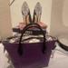 Burberry Bags | Euc Burberry Tote With D-Rng & Unbranded Silver Chain Added Two Way Usage. | Color: Black/Purple | Size: H 6” X W At Top 12” X W At Bottom Is 10”