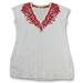Tory Burch Tops | $295 Tory Burch Issy Embroidered Linen Tunic Top Scalloped Trim Cream Red Small | Color: Cream/Red | Size: S